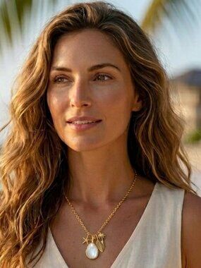 Banana republic Gold Sea shell necklace  spiral sea shell ,gold starfish